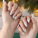 TENACIOUS & LOUCIA Handmade press on nails short, hand made nails short,fake nails,nails press ons,french tip press on nails,uñas postizas,press ons,false nails,press on nail kit (LH7 Short Almond L)