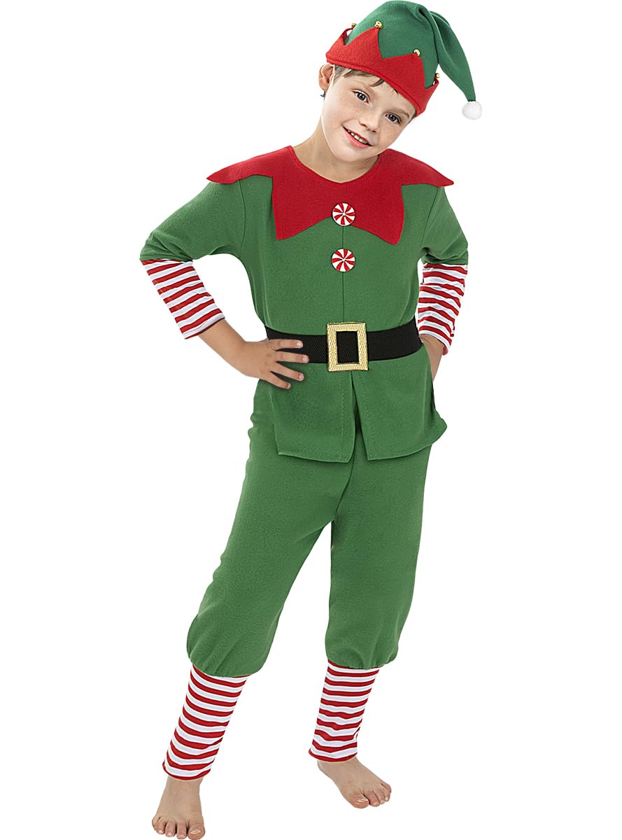 Funidelia | Disfraz de elfos navideños para niños Elfo navideño, Navidad, Duende navideño - Disfraz para niños y divertidos accesorios para Fiestas, Carnaval y Halloween - Verde