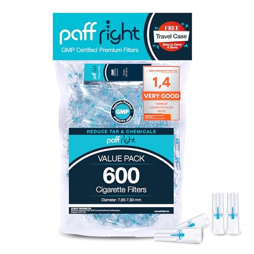 Paffright 600 Zigarettenfilter Aufsatz Filter Zigaretten Anti Teerfilter für Zigaretten Anti Teer Filter Plastik Zigarettenfilter 8mm Zigarettenspitze für Regular
