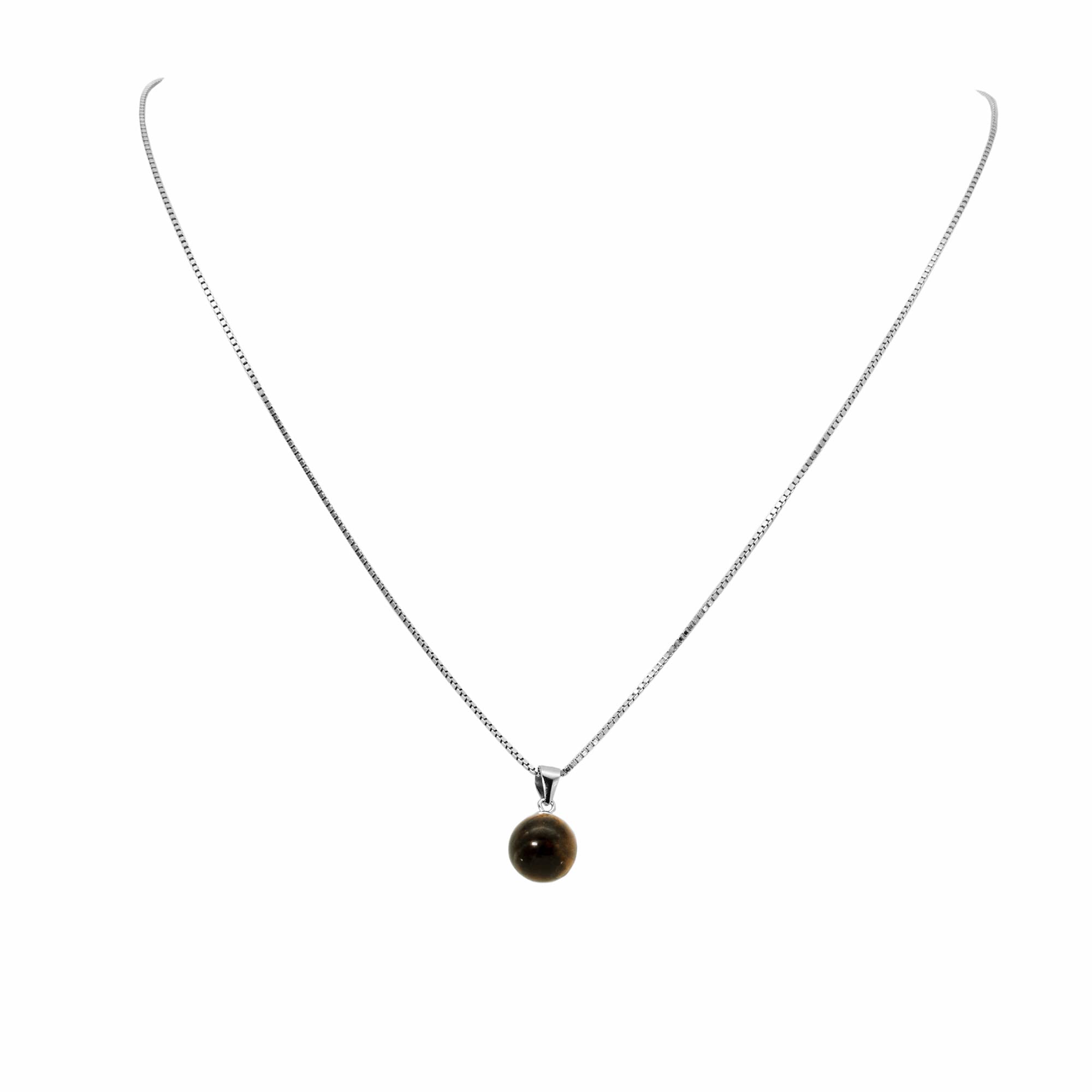 Venezianer Kette Halskette Perlenanhänger Tigerauge 925 Sterling Silber Damen Herren Halskette