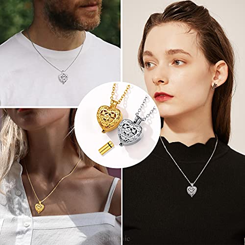 FindChic Customized Heart Shaped Urn Necklaces for Ashes with Custom Picture/Birthstone Stainless Steel/18K Gold Plated Claddagh/Angel Wing Pendant Waterproof Keepsake Cremation Jewelry, with Gift Box2