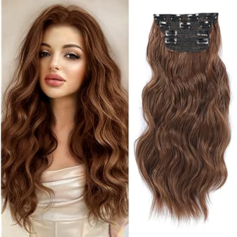 Fine Plus 20 Inch Auburn Brown Clip-in Hair Extensions Cover
