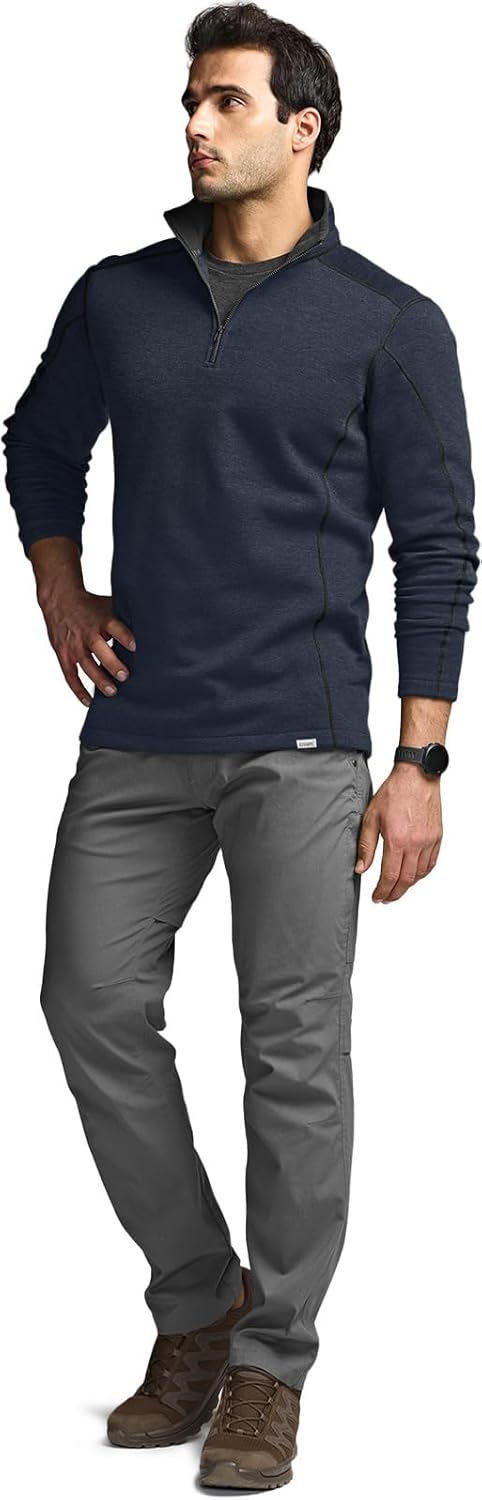 CQR Men's Thermal Fleece Quarter Zip Sweater, Outdoor Lightweight Long Sleeve Pullover, Casual Mock Neck Polo Sweaters - Image 8
