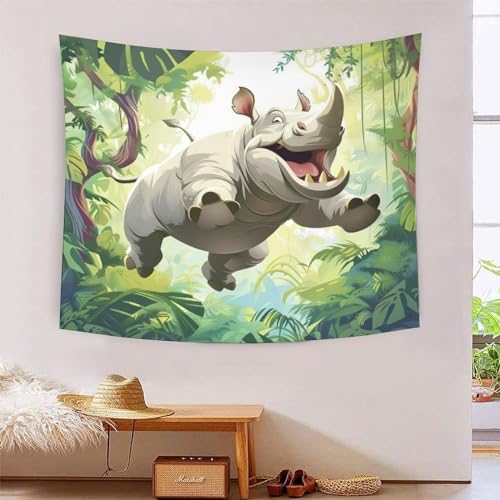 Tapisserie murale rhinocéros 3D grand tissu léger pour réchauffer l'acoustique d'une pièce vide