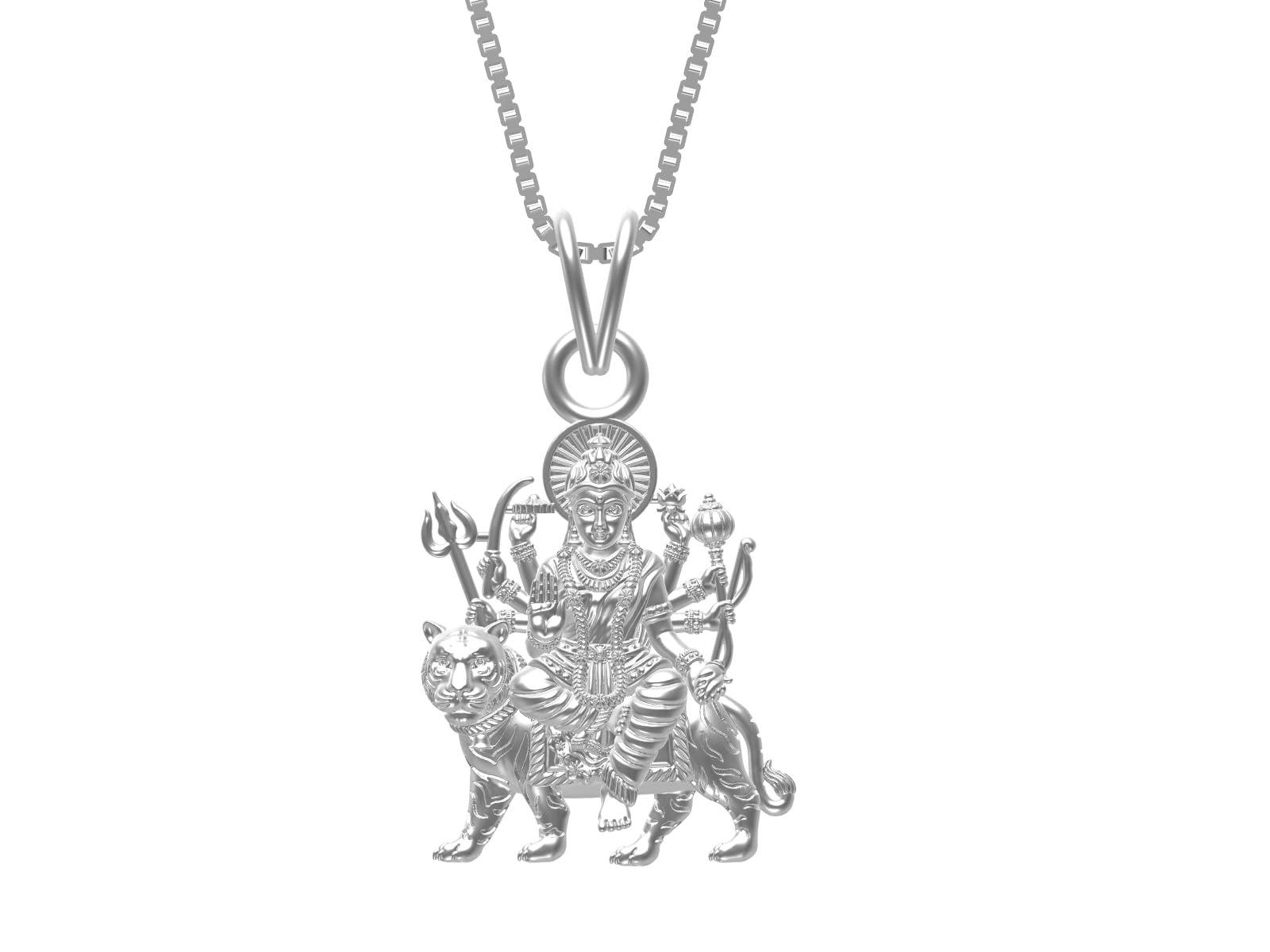 ZALKARIMata Laxmi Mahalaxmi Silver Religious Pendant Religious Gift Pendant Necklace For Men & Women Pure 925 Silver Maha Laxmi For Good Health & Wealth