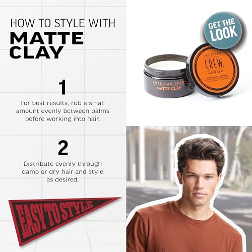 Image of American Crew Men's Hair Matte Clay, Like Hair Gel with Medium /High Hold, 3 oz
