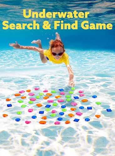JOYIN Tauchspielzeug für Kinder,Pool Spielzeug mit Netzbeutel, Unterwasser-Suchspielset mit Edelsteinen, Schwimmspielzeug für Kinder, Geschenkidee für den Sommer