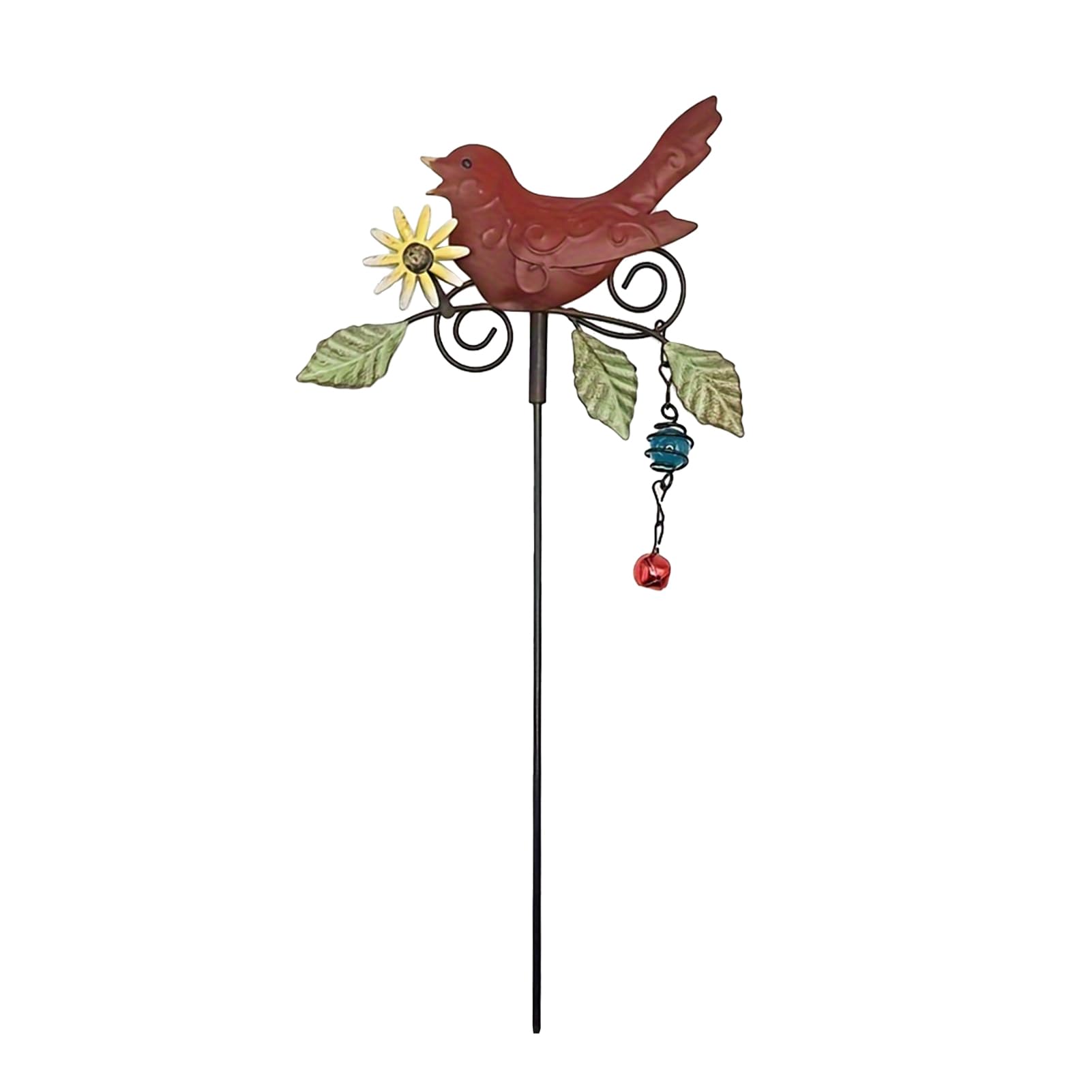 MINGZHE Bird Wind Chimes Garden Plugin,Metal Birds Decorative Garden Stakes Garden Ornaments for Outside Garden Outdoor Bird Decor Metal Garden Stakes(B-red)