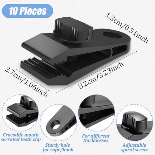 Planenspanner, Planenclips,10 Stück Planenbefestigung Nylon Plastik Tarp Clips,Planenklammern,Multifunktion Spanner Befestigungsclips für Markisen,Windseil und Banner