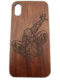 Gamma Shark Spiderman Unique Laser sculpté en bois naturel soutenu téléphone Coque pour Apple iPhone 5/5S/SE/6/6S/6 +/6S +/7/7 +/8/8 +/X, iPhone X, iPhone 6 / 6S / 7 / 8