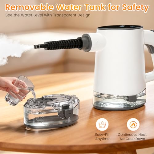 Handheld Steam Cleaner, Multi-Surface Steam Cleaner with Safety Lock, Adjustable Portable Steamer Cleaning with 11pcs Accessories for Home,Floor,Grout, Car, Couch,Furniture - 450ML Water Tank — view 3