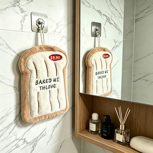 Image of House of Quirk Pizza Bread Shaped Hanging Towels Set of 2 | Soft Coral Fleece Kitchen & Bathroom Towels | Super Absorbent & Quick-Dry Decorative Cloths (Pizza /Bread)