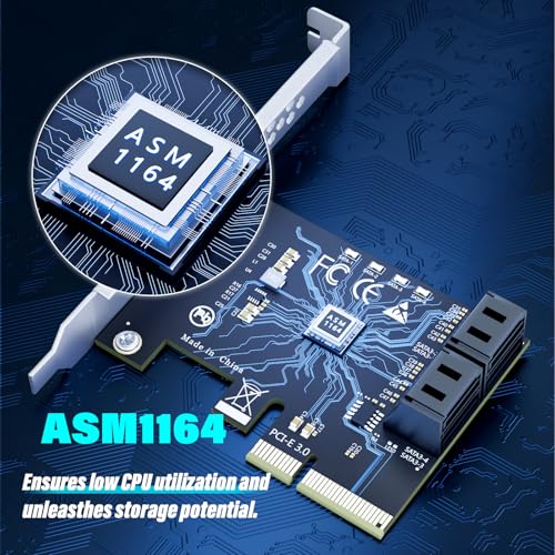 Image of 4-Port SATA Expansion Card (PCIe 3.0 x4 to 6Gbps SATA Card), Supports OS Boot, Compatible with Windows /Mac /Linux /NAS