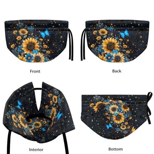 Image of Xoenoiee Blue Butterfly Sunflower Pattern Tea Cozy Tea Pot Cover Insulation Tea Cosy Teapot Dust Cover Teapot Warmer for Home Kitchen Teapot Covers
