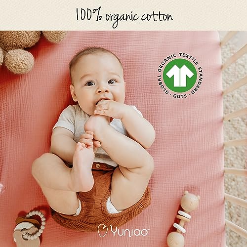 Ultrasoft Muslin Baby Crib Sheets Neutral for Boy or Girl, 100% Organic Cotton Boho Fitted Crib Sheet in 2-Pack, Universal Fit Crib Mattress Sheet Set, 52 x 28”- Rose-White - Image 3