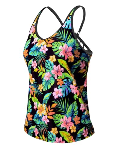 Image of Yonique Womens Tankini Top Only Athletic Swim Top Modest Tankini Swimsuit No Bottom