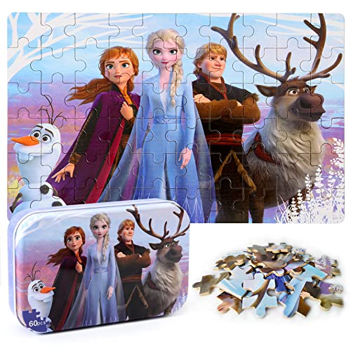 MZZOTOY Puzzles for Kids Ages 4-8, 60 Pieces Puzzles for Kids Ages 3-5 in a Metal Box Girls and Boys Learning Educational Jigsaw Puzzle Toys Gifts