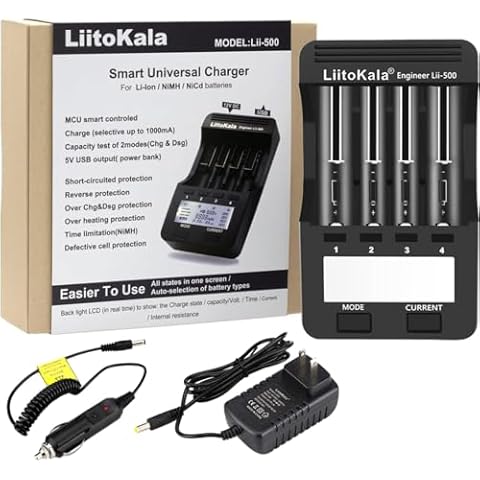 LiitoKala Lii-500 18650 Battery Charger Smart Universal Charger LCD Display for 26650 AA AAA Battery Touch Button LCD Display Test The Battery Capacit Cover