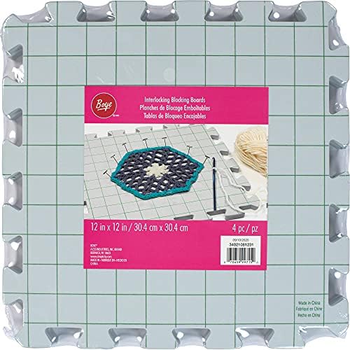 Boye Interlocking Needlepoint, Knitting, and Crochet Blocking Boards, 12” W x 12” L, 4pc Boye Interlocking Needlepoint, Knitting, and Crochet Blocking Boards, 12” W x 12” L, 4pc