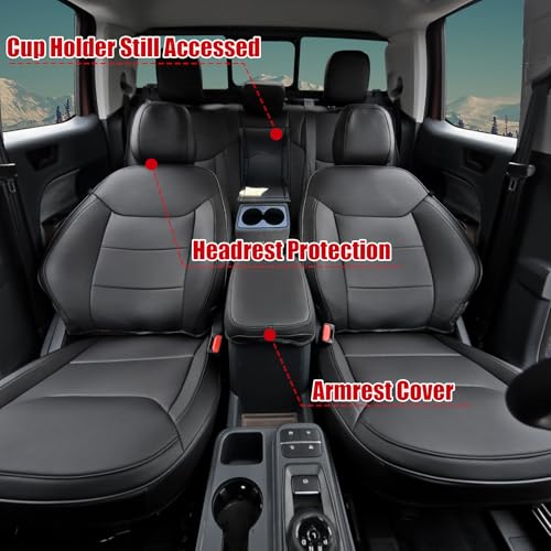 Mabett Seat Covers for Ford Maverick 5-Seat, Interior Protectors fit Maverick Accessories 2022 2023 2024 2025, Full Protection, Pu Leather (Black)