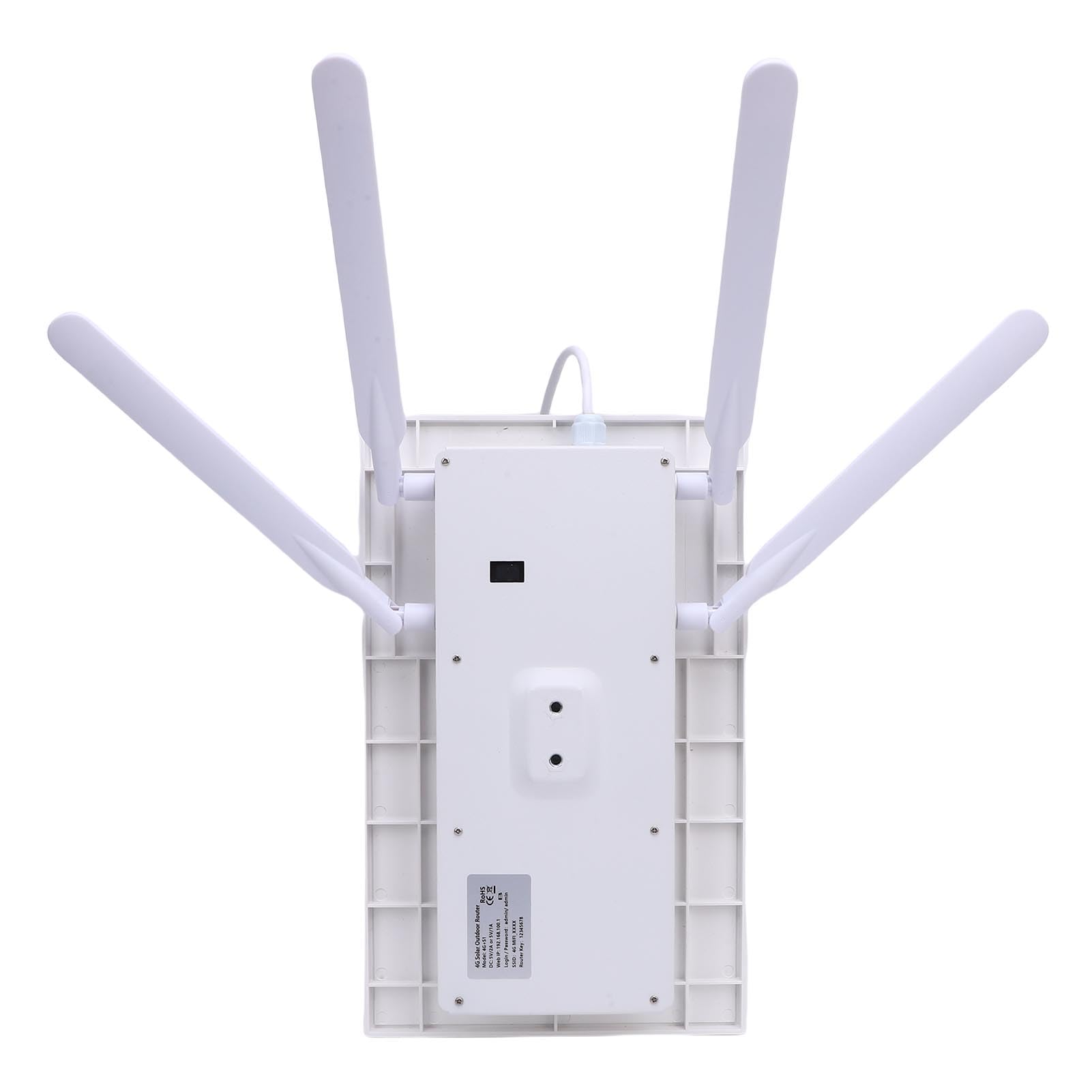 Generic Modem Router 4G LTE Ad Energia Solare per Sorveglianza Esterna con Batteria per Campeggio, e Vita Fuori Rete 300Mbps 6 Extender (Antenne bianche)