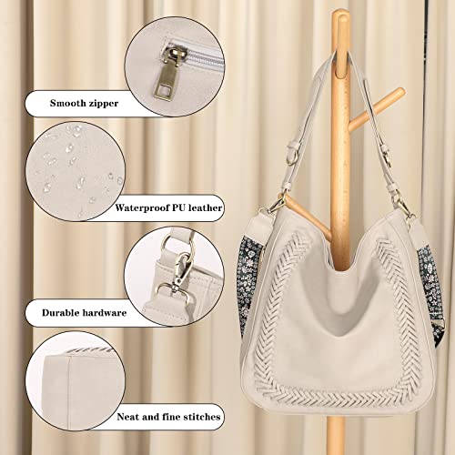 Embrunioice Large Hobo Bags For Women, Vegan Leather Hobo Purse And Handbag With Adjustable Guitar Strap, Ladies Crossbody Shoulder Bag (Light Grey) #TOP2