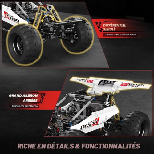Mould King 18001 Buggy RC Technique en Briques – Véhicule de Course Tout-Terrain motorisé avec télécommande et contrôle Via Application, modèle Buggy du désert, pour Adultes et Adolescents (8+) - 4