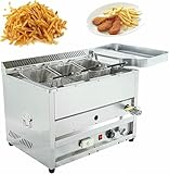 Freidora comercial con control de temperatura, cesta de acero inoxidable, gas propano para encimera para cocinar al aire libre