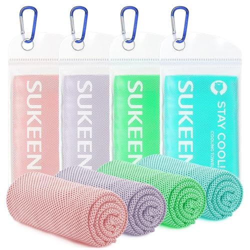 Image of KUEN [4 Pack] Cooling Towel (40 inchx12 inch), Ice Towel, Soft Breathable Chilly Towel, Microfiber Towel for Yoga, Sport, Running, Gym, Workout,Camping, Fitness, Workout & More Activities
