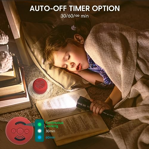 Image of Babelio White Noise Sound Machine for Adults Kids Baby, Mini, 15 Non-looping Sounds, Timer, Memory Function, Easy to Pocket and Travel Red