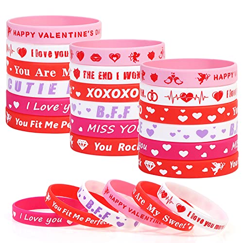 NIU MANG 24 pulseras de silicona de San Valentín pulseras de goma coloridas pulseras de muñeca Cover