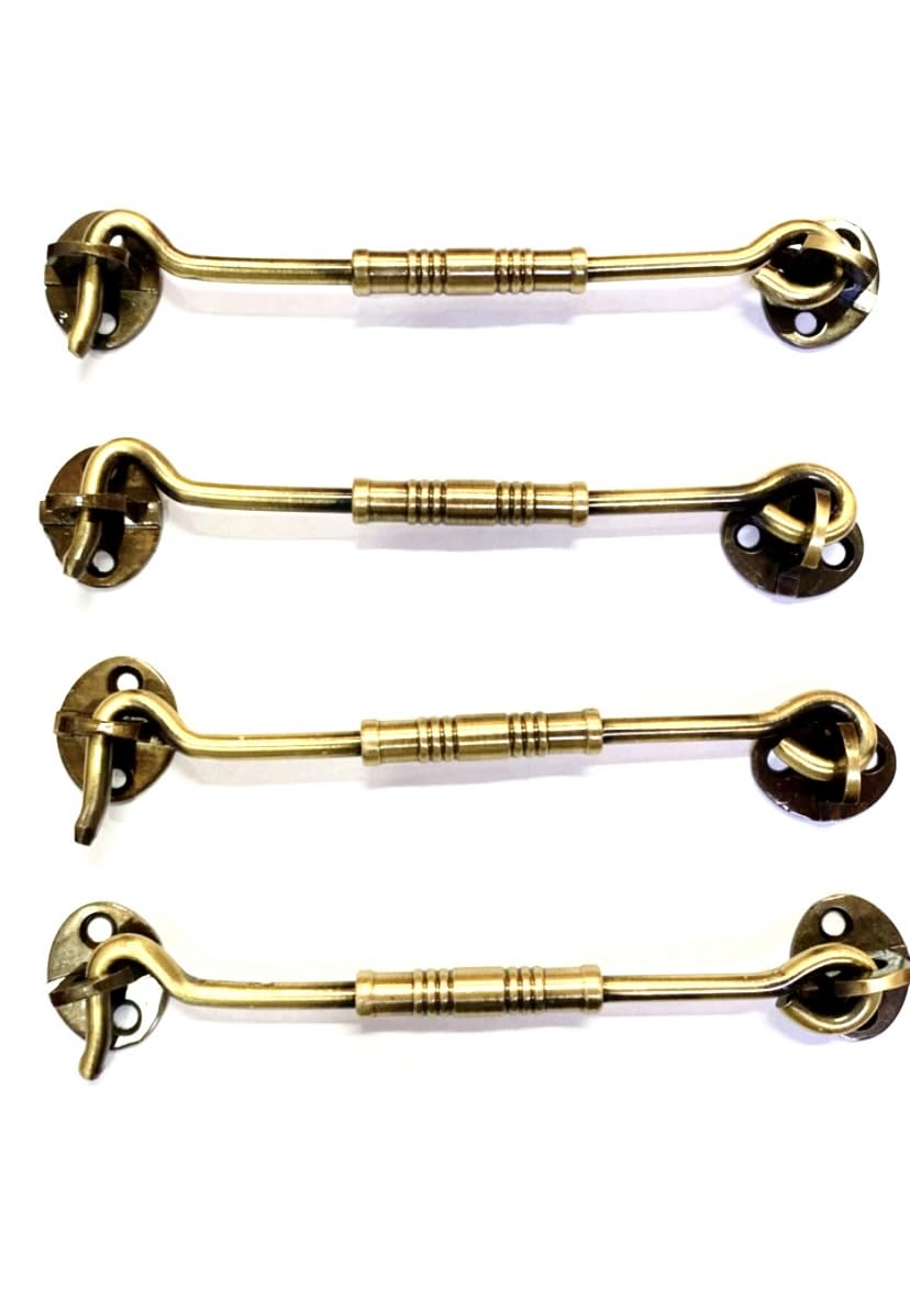 BRASK" Brass Fancy Gatehook/Window Hook/Window Stopper/Window Latch (Pack of 4, 6 Inches Antique Brass)-picture-26