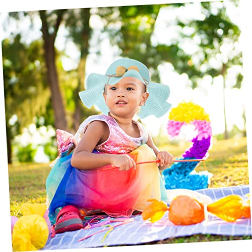 Boy Girl Uv Bowknot Sun Hat Lightweight Breathable Straw Hat for Girls for Outdoor Activities Spring Blue2