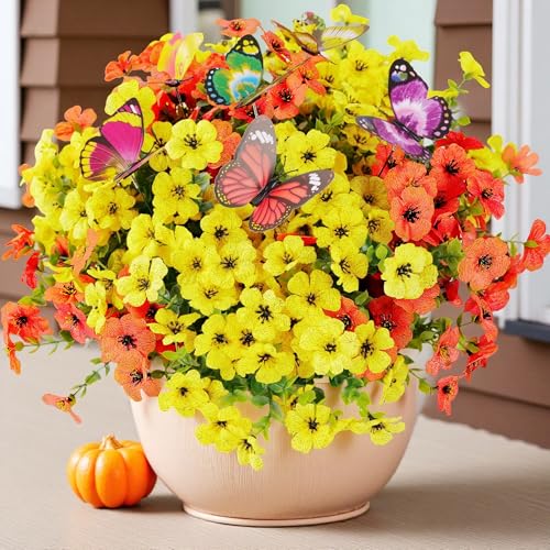 UV Resistant Artificial Flowers with 6 Butterflies - 50% Off