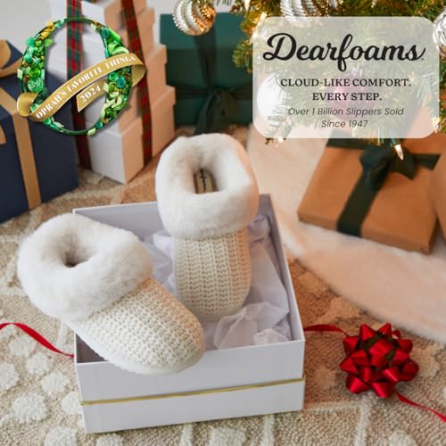 Image of Dearfoams Women's Memory Foam Cozy Soft House Slippers Gifts for Women Hannah Knit Clog House Shoes