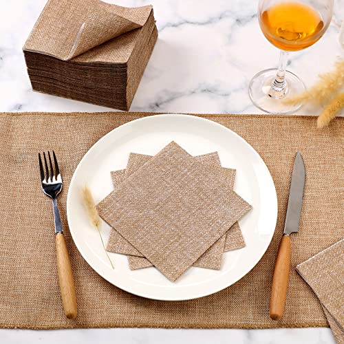 Spiareal-100-Pcs-Burlap-Paper-Napkins-10-x-10-Inches-Rustic-Brown-Napkins-Disposable-Dinner-Decorative-Cocktail-Napkins-for-Party-Wedding-Birthday