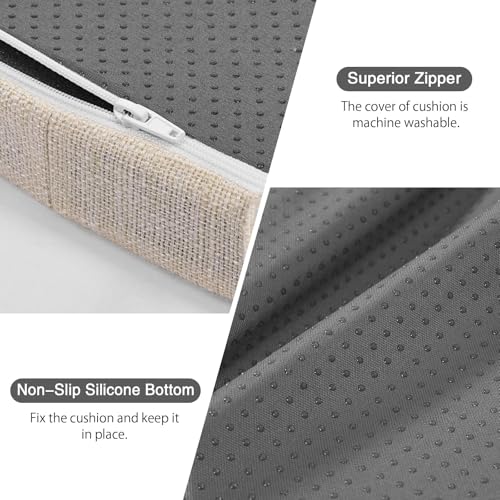 Image of baibu 14x14 Memory Foam Metal Chair Cushions Set of 2, Dual-Layer Design Non-Slip Metal Dining Chair Pads Kitchen Seat Cushion with Machine Washable Cover, Light Beige