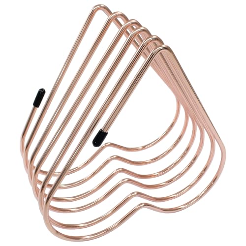 Zorfeter 2 Pcs Heart Shaped File Holder, Iron Storage Rack Vinyl Record Organizer, 5 Slot Desktop Book Storage Rack for Office Home Decor/Book Lovers(Rose Gold)