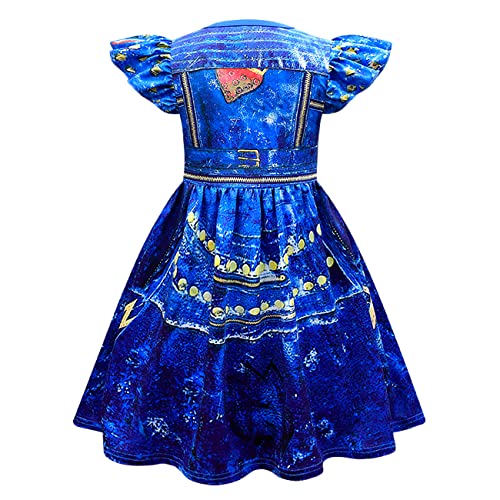 Vamprose Mal Evie Costumes For Girls Casual Dress Cartoon Cosplay Costume Girls Graphic Playwear Summer Flutter Sleeve Dresses Fancy Party Outfits Kawaii Swingdress Birthday Gift #TOP5