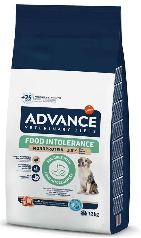 Advance Veterinary Diets Food Intolerance - Comida para Perros Adultos con Intolerancias alimentarias - con Pato - 12kg