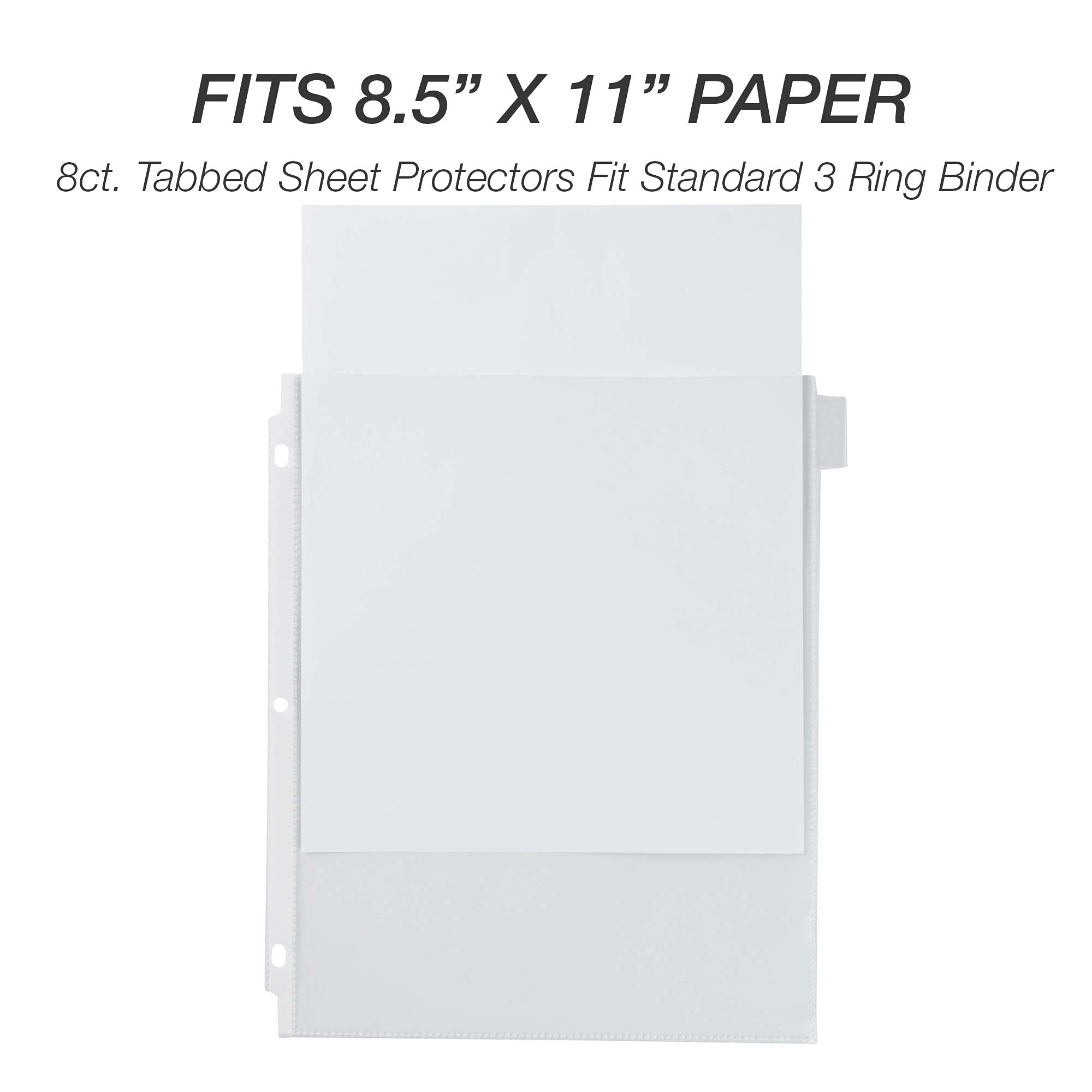 Samsill 8 Tab Recipe Dividers, Recipe Sleeves, Sheet Protector Dividers, with Tab Inserts, Clear, Super Heavyweight, Top Loading, 3 Hole Punched for Standard Letter Size Binders, Archival Safe