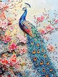DIY Diamond Painting Erwachsene kits, Blumen Pfauen 5D Leinwand Runder Vollbohrer Diamanten art Stickerei, beginners kinder Weihnachten Familie Wanddekoration Women Gift 30x40cm WO2W354