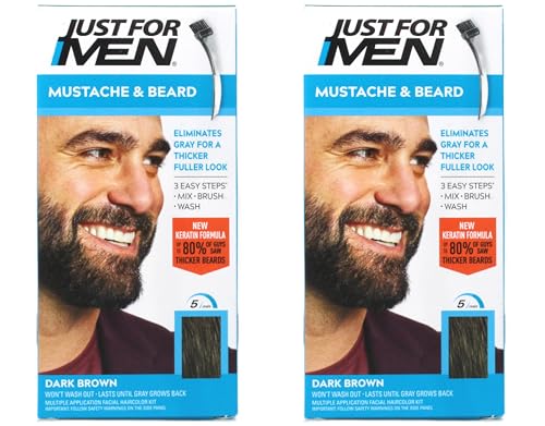 JUST FOR MEN Color Gel Mustache & Beard M-45, Dark Brown 1 Each (Pack of 2)