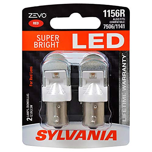 SYLVANIA - 1156 ZEVO LED Red Bulb - Bright LED Bulb, Ideal for Stop and Tail Lights (Contains 2 Bulbs)