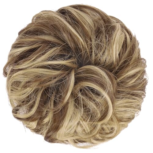 image for FESHFEN Messy Bun Hair Piece - Elastic Wavy Curly Hair Bun Scrunchies 