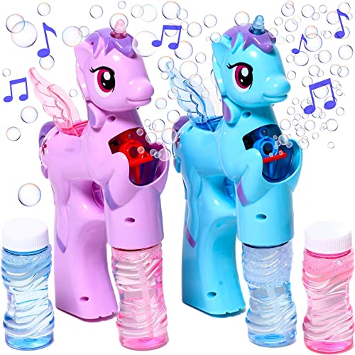 Naturally KIDS Unicorn Bubble Gun for Toddlers Set of 2 Musical Automatic Bubble Machine for Kids Unicorn Bubble Blower Machine for Toddlers Handheld Bubble Blower Unicorn Bubble Maker Toy Guns
