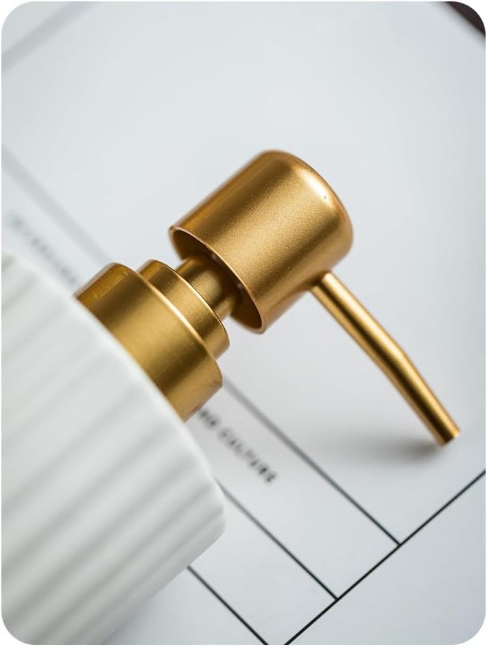 Lotion Dispenser,Lotion Dispensers Bottle Vertical Stripe Design Hand Soap Dispenser Bathroom Modern Simple Ceramic Kitchen Refillable Liquid Artistic Home Decor Yellow(Black)