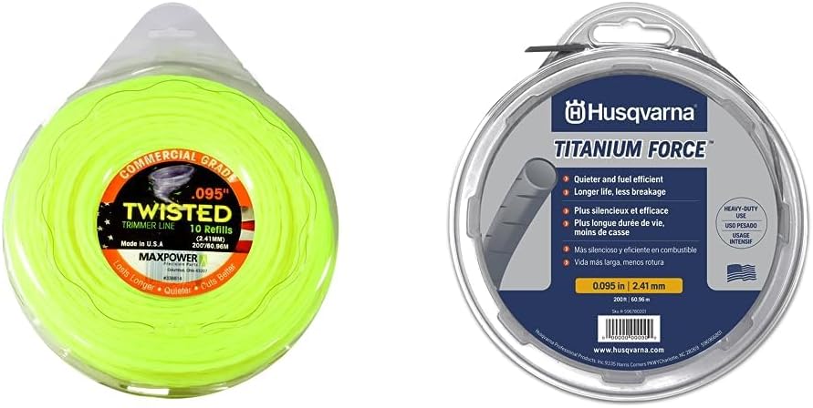 MaxPower Premium Twisted Trimmer Line (200-Foot) and Husqvarna Titanium Force String Trimmer Line (140-Foot)