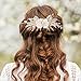 PartyforU Bridal Flower Hair Comb - Handmade White Flower Comb for Wedding Floral Hair Accessories for Bride Bridesmaid Women Girls Bachelorette Party Bridal Shower