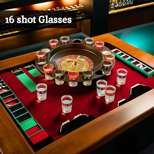 Premier Housewares Trinkspiel, Roulette, 16 Schnapsgläser, Schwarz, H4 x W30 x D30cm